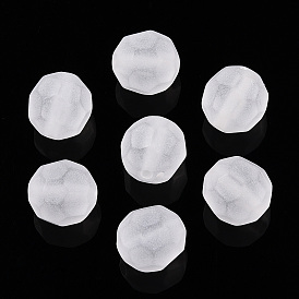 Transparent Frosted Acrylic Beads, Faceted, Round