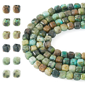 2 Strands Natural African Turquoise(Jasper) Beads Strands, Faceted Table Cut Cube