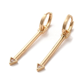 Brass Micro Pave Cubic Zirconia Dangle Hoop Earrings, Arrow