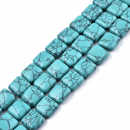 Synthetic Turquoise Beads Strands, Square