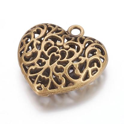 Alloy Pendants, Lead Free and Cadmium Free, Heart, about 35mm long, 34.5mm wide, 11mm thick, hole: 3.5mm