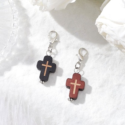 2шт. подвесные кресты из натурального дерева, с цинковым сплавом застежками омаров коготь