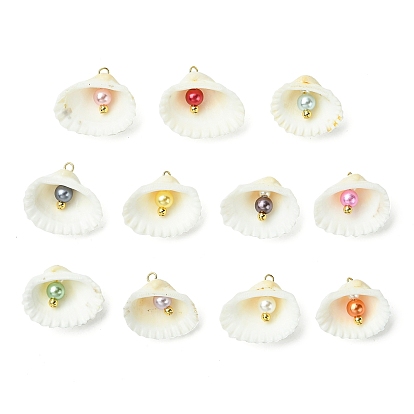 Подвески из натурального ракушечного и искусственного жемчуга, подвески в форме ракушки с железными петлями, разноцветные