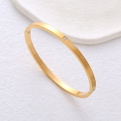 Простые браслеты из нержавеющей стали с микропаве из кубических цирконий, шарнирные браслеты для женщин