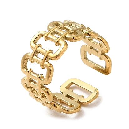 304 anillos de puño abiertos rectangulares huecos de acero inoxidable para mujer