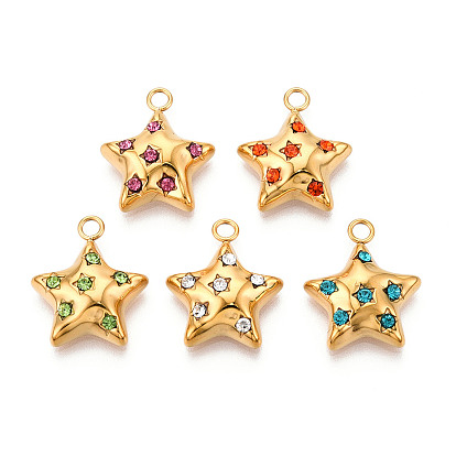 304 подвески из нержавеющей стали, со стразами, реальный 14 k позолоченный, звезда