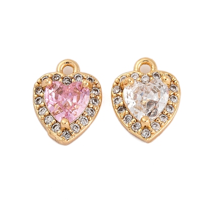 Латунные микро проложить кубического циркония прелести, без кадмия, без никеля и без свинца, реальный 18 k позолоченный, сердце