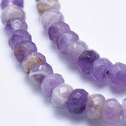 Natural Chevron Amethyst Beads Strands, Faceted, Rondelle