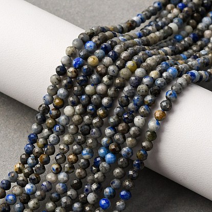 Нитки бусины из натурального ляписа-лазури, граненые, круглые