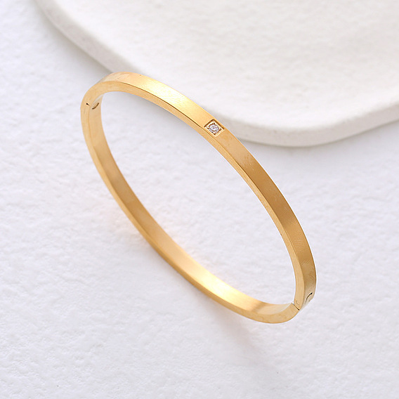 Простые браслеты из нержавеющей стали с микропаве из кубических цирконий, шарнирные браслеты для женщин