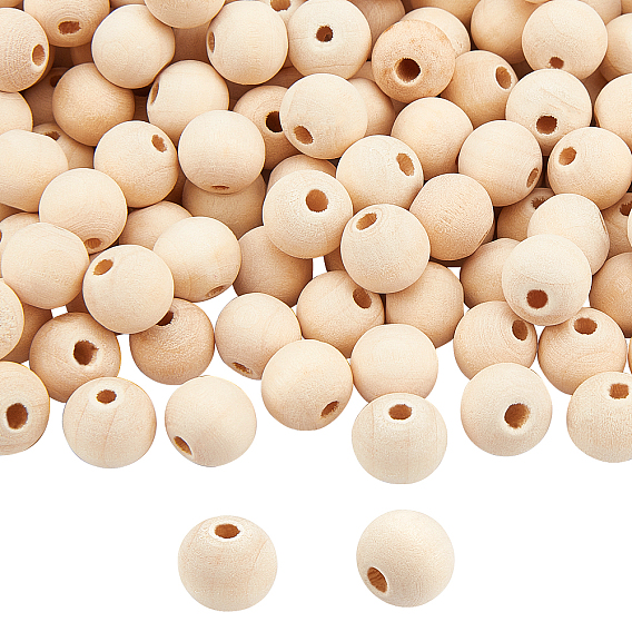 Незавершенные бусы из натурального дерева, круглые деревянные бусины из бисера для изготовления поделок, без свинца