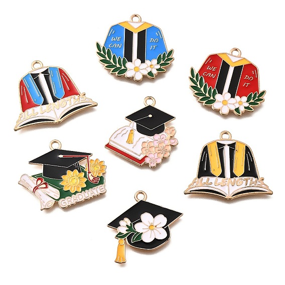 Подвески из эмали и сплава, золотой свет, шапочка бакалавра и выпускная форма
