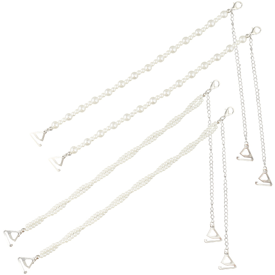 2 пар 2 моделей бретельки для бюстгальтера из АБС-пластика с имитацией жемчуга, нескользящие, с треугольной пряжкой из сплава и карабином