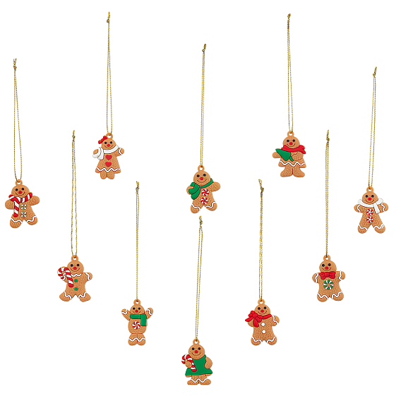 Christmas Theme Plastic Pendant Decorations, with Rope, Gingerbread Man