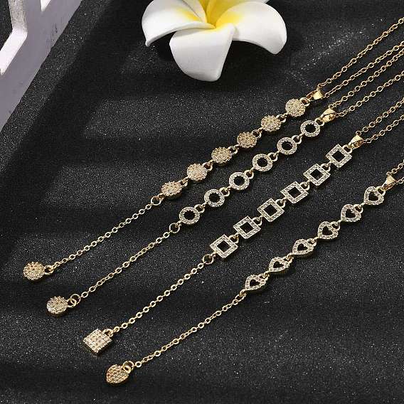 Подвеска-колье из латуни с микропаве из прозрачного кубического циркония в геометрическом стиле с кисточкой, реальный 18 k позолоченный