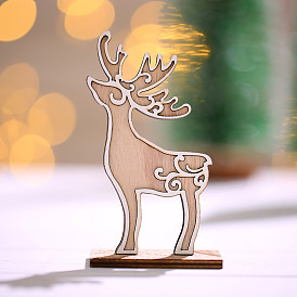 Unfinished Wooden Christmas Reindeer, for DIY Hand Painting Crafts, Christmas Tabletop Ornament