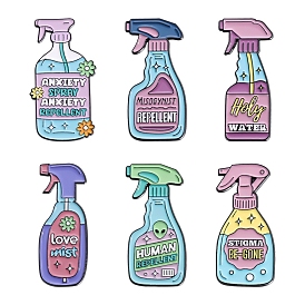 Funny Spray Bottle Enamel Pins, Alloy Brooches for Backpack Clothes