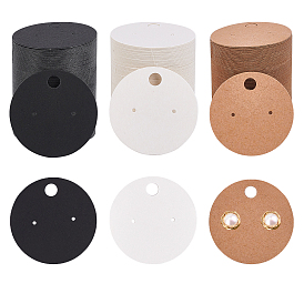 150 Pcs 3 Colors Paper Jewelry Display Cards, for Hanging Earring Display, Flat Round