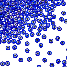 4 нити бусины лэмпворк ручной работы, плоские круглые с сглаза