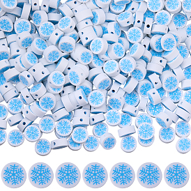 300 бусины из полимерной глины ручной работы., плоские круглые с снежинки шаблон