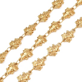 5M 304 Stainless Steel Frog Link Chains, Soldered, with Spool, Ion Plating(IP), Long-Lasting Plated