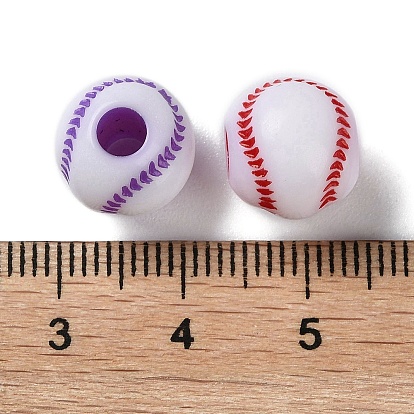 Opaque Acrylic European Beads, Craft Style, Large Hole Beads, Tennis Ball