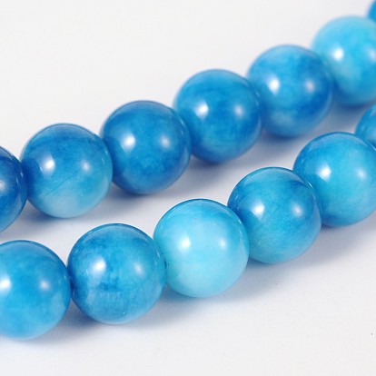 Hebras redondas perlas de jade blanco natural,, teñido