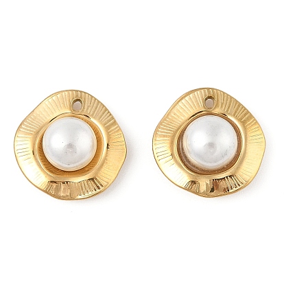 Бусины из искусственного жемчуга абс подвески, цветочный шарм, вакуумные покрытия, с 304 нержавеющей сталью