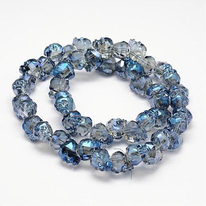 Full Rainbow Plated Faceted Skull Glass Beads