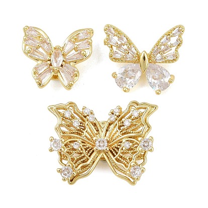 Латунные микропаве из прозрачного кубического циркония, бабочка