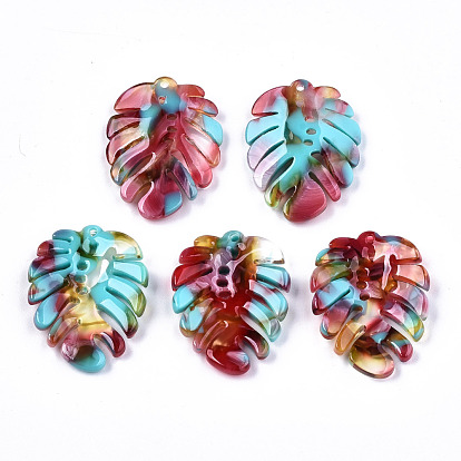 Cellulose Acetate(Resin) Pendants, Tropical Leaf Charms, Monstera Leaf