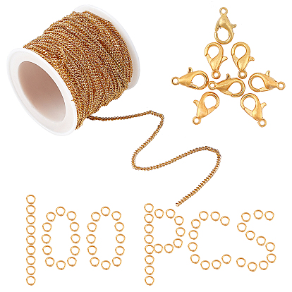 Наборы для самостоятельного изготовления украшений из цепочек-панцирей, в том числе 10 латунные цепи m, застежка из когтя и лобстера из цинкового сплава