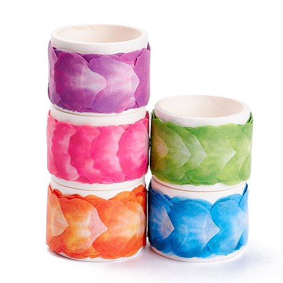 Flower Petals Paper Tape Stickers, Flower Pattern Adhesive Tape for Scrapbooking Dairy Crafts Arts DIY