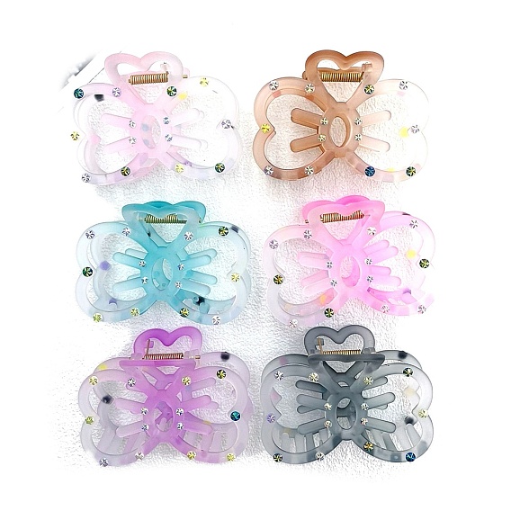 Заколки-коготки из смолы со стразами, бантом