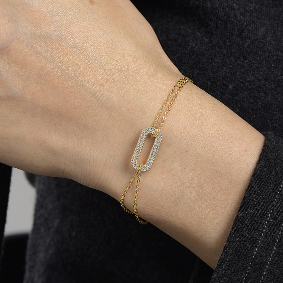 Латунные кабельные цепи браслеты, прямоугольные браслеты с подвесками для женщин, с кубического циркония