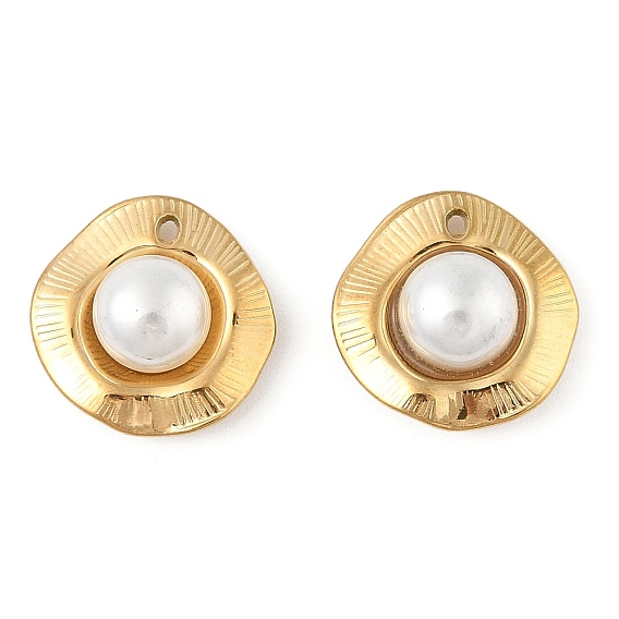 Бусины из искусственного жемчуга абс подвески, цветочный шарм, вакуумные покрытия, с 304 нержавеющей сталью