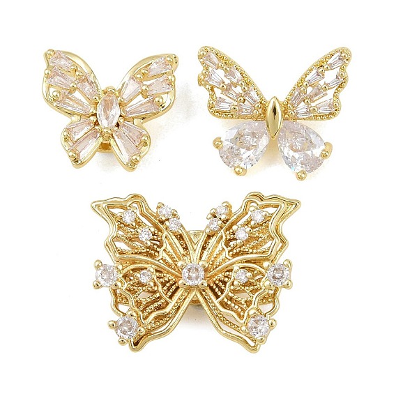 Латунные микропаве из прозрачного кубического циркония, бабочка