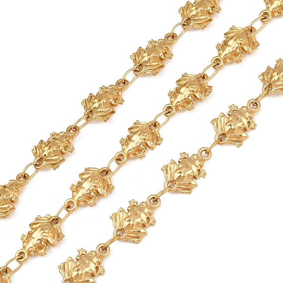 5M 304 Stainless Steel Frog Link Chains, Soldered, with Spool, Ion Plating(IP), Long-Lasting Plated