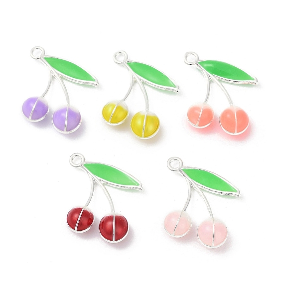 Подвески из эмали и сплава, без кадмия, без никеля и без свинца, вишневое очарование, стойки покрытие, платина