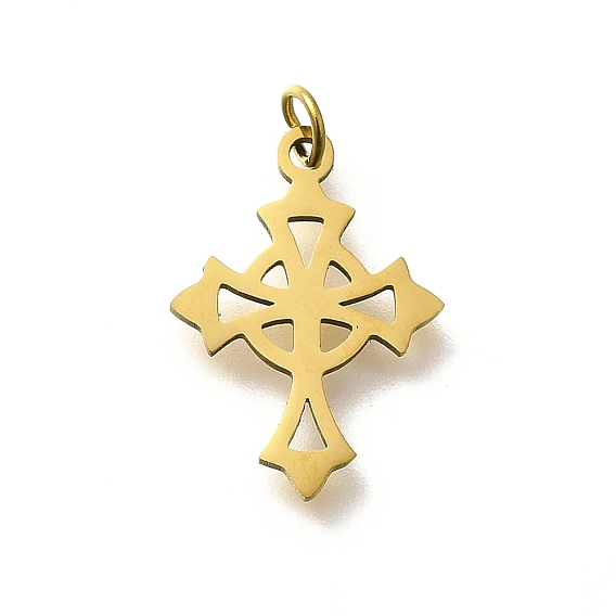 304 подвески из нержавеющей стали, с целью перехода в кольце, крест очарование, лазерная резка, ионное покрытие (ip)