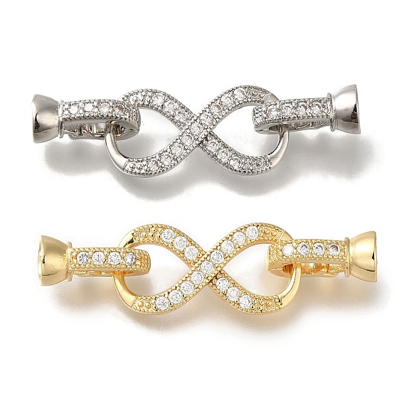 Латунное микропейв, прозрачный кубический цирконий, складные застежки, без кадмия, без никеля и без свинца, бесконечность