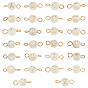 1 набор 26 стили натуральные пресноводные ракушки бусины соединительные подвески, с золотым оттенком 304 двойные петли из нержавеющей стали, плоские круглые с письмом ~ г
