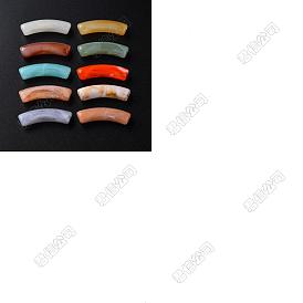 50 piezas de cuentas acrílicas de dos tonos, de piedras preciosas de imitación, tubo curvado