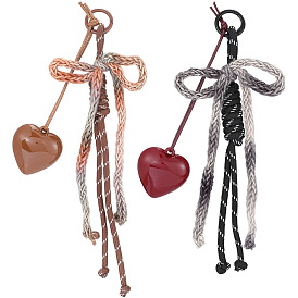 2 шт. 2 цветной бант из полиэстера подвесное украшение, с подвеской в виде сердца из смолы, для украшения сумки