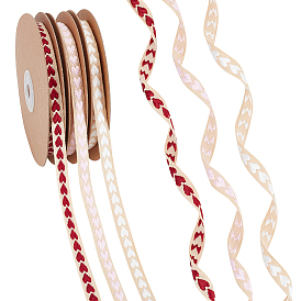 3 рулоны 3 цвета плоская полиэстеровая лента ко дню святого валентина, с сердцем шаблон, для свадьбы, упаковка букета