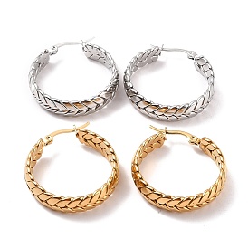 201 Stainless Steel Leaf Wrap Hoop Earrings with 304 Stainless Steel Pin for Women