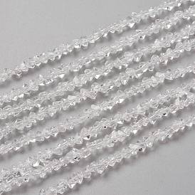 Transparent Solid Color Glass Beads Strands, Faceted, Polygon