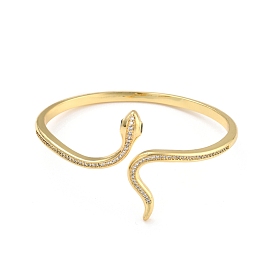 Bracelet manchette serpent vert zircone cubique, bracelet ouvert en laiton pour femme, sans plomb et sans cadmium