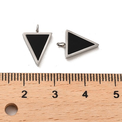 304 Stainless Steel Charms, with Glass, Triangle