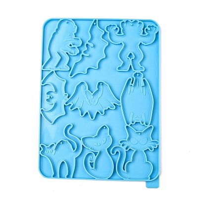 Halloween Theme Zombie/Bat/Cat DIY Pendant Silicone Molds, Resin Casting Molds, for UV Resin, Epoxy Resin Jewelry Making
